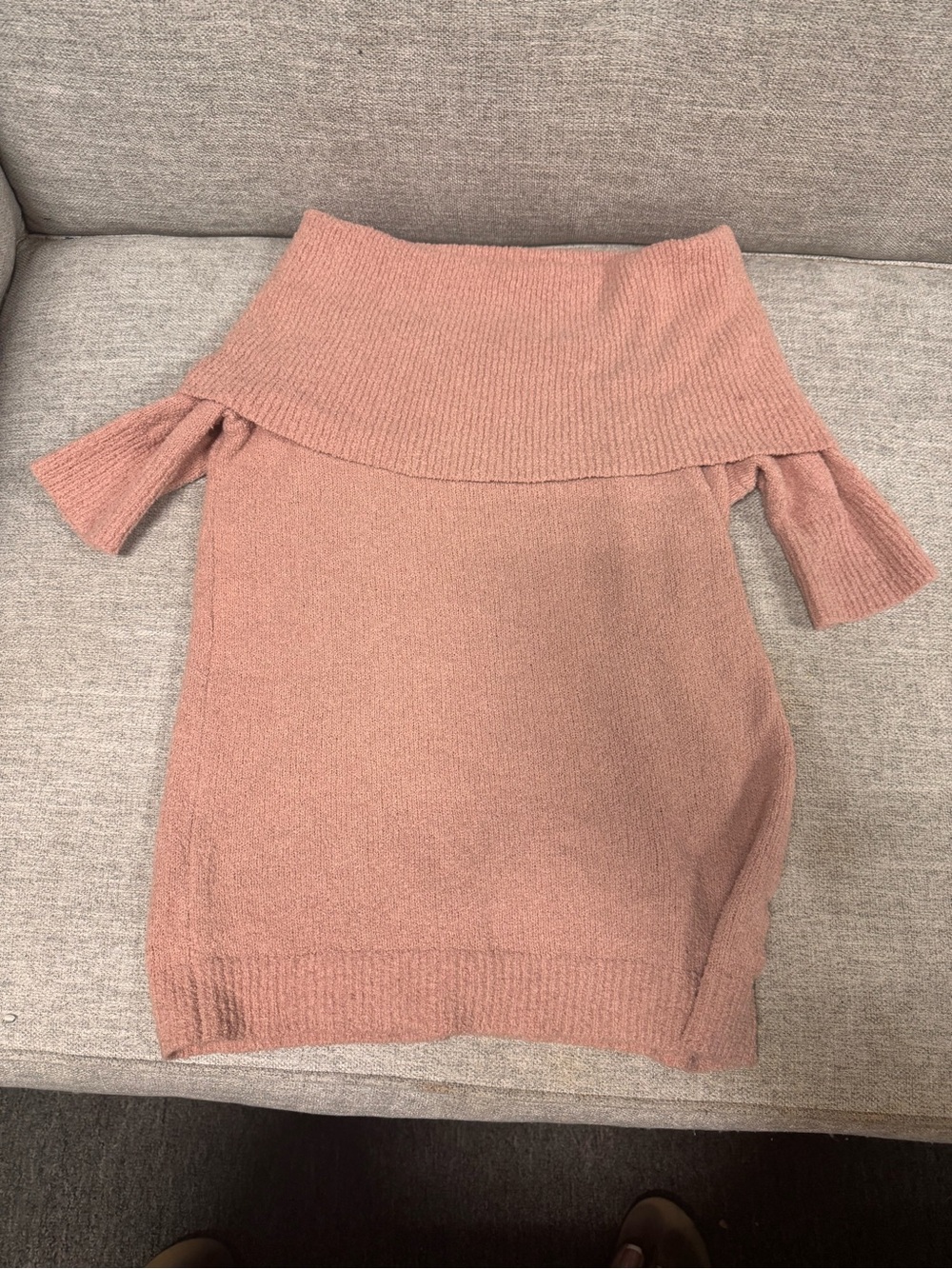 LOFT Off-the-Shoulder Sweater in Dusty Rose